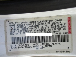 2002 LEXUS IS300 PEARL WHITE 3.0L AT Z16307